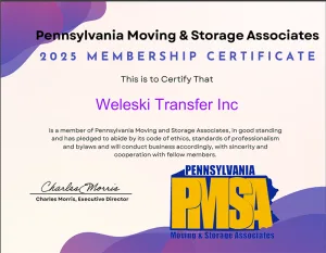 Weleski Moving & Storage is Proud to be a Member of Pennsylvania Moving and Storage Associates