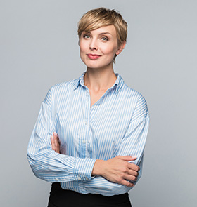 Business woman in a blue shirt